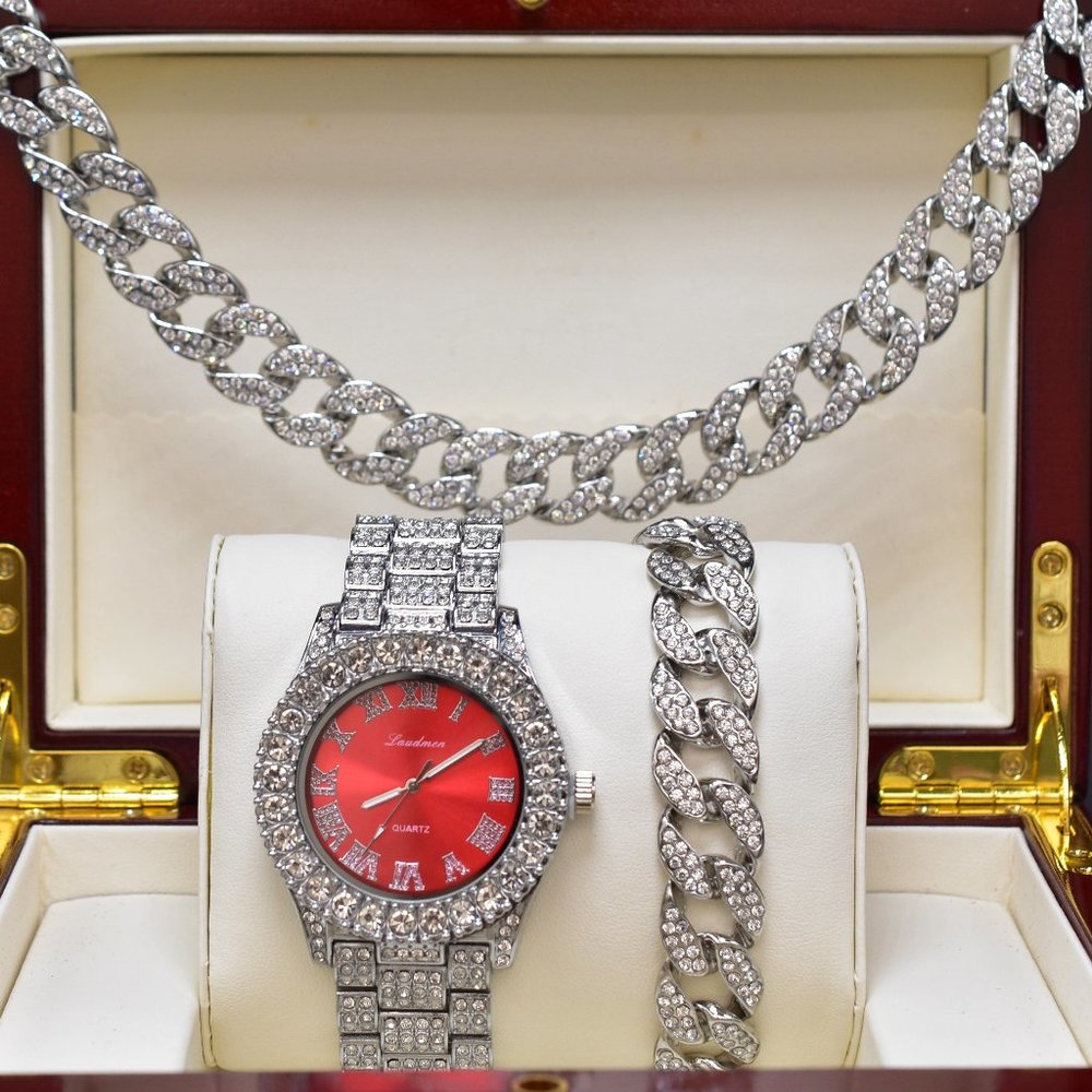 Full Iced out watch, necklace & bracelet